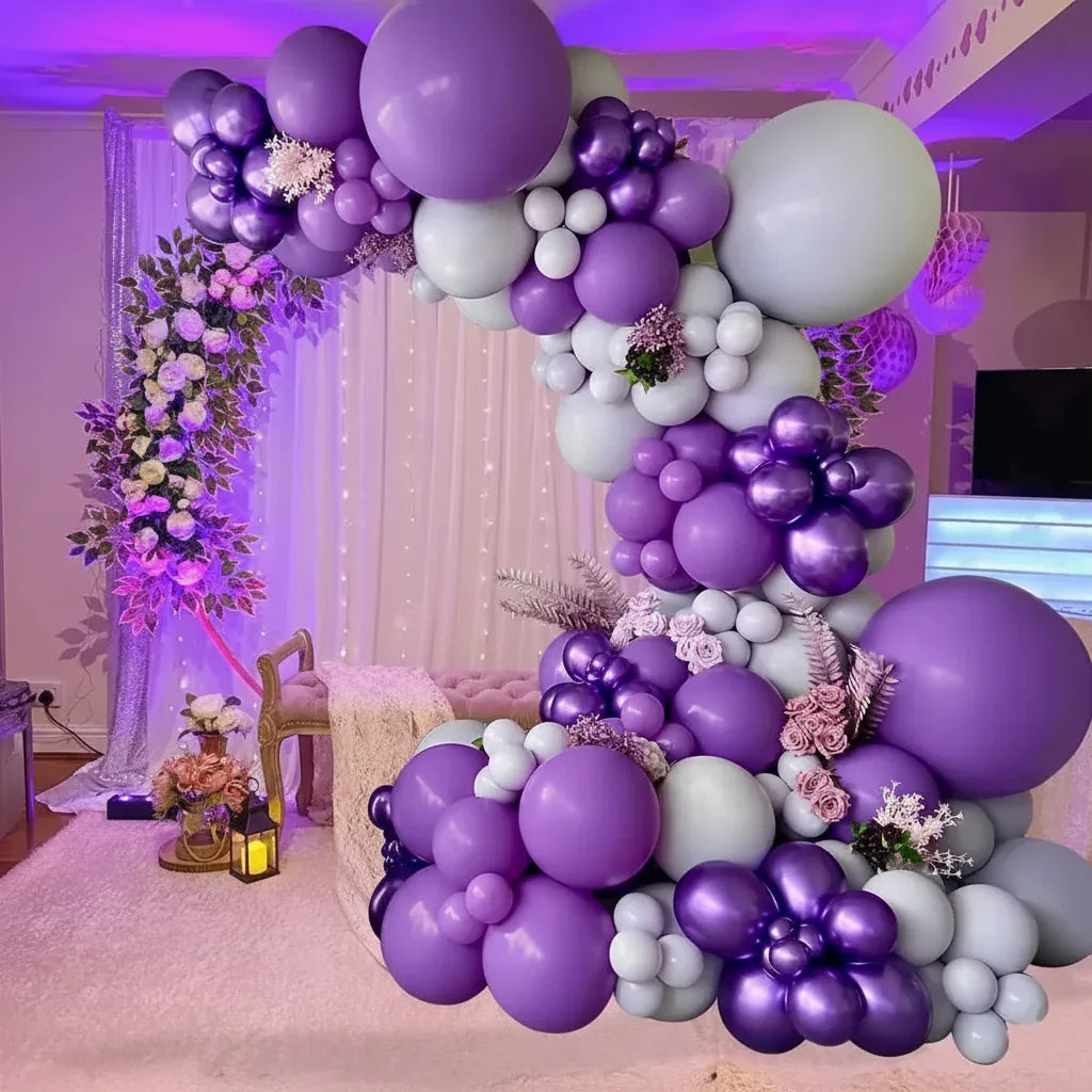 Party Balloons Purple Balloon Garland Arch Kit - Latex Balloons for Wedding, Birthday, Baby Shower, Kids 1st Birthday Party Decoration (100 Pcs) - Party Wala