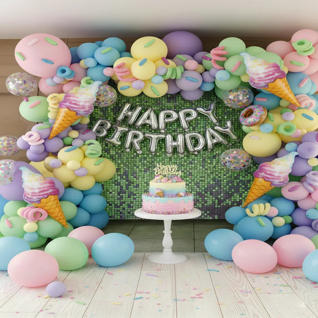 Ice-cream / Candyland Theme Balloon Garland Set For Birthday Decoration and Party Celebrations (100 Pcs) Item#DM-23075