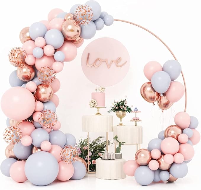 80-PCS Pastel Pink & Macaron Grey Balloon Garland Arch Kit For Birthday, Parties And Wedding Celebrations