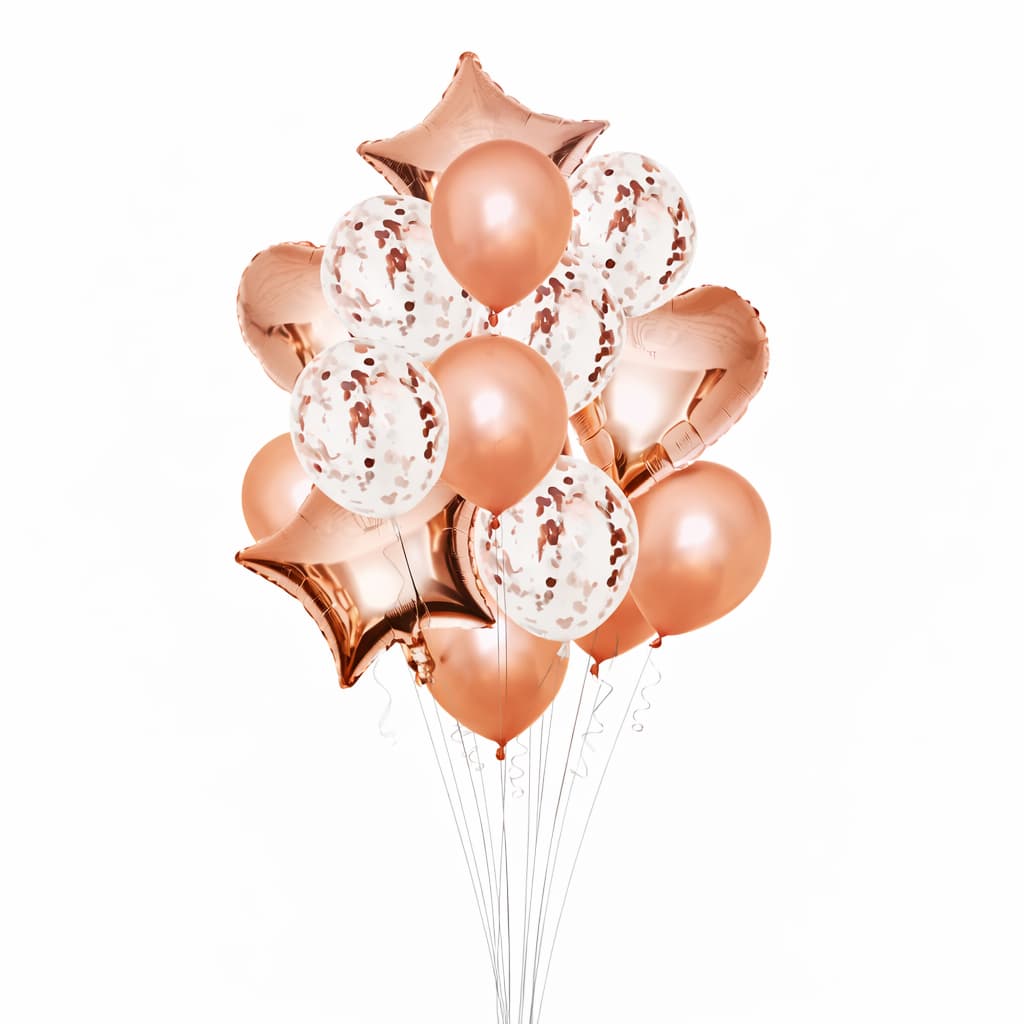 14pcs/Set Confetti Decorative Party Balloons Set (Star, Heart Shaped & Confetti Filled Latex Party Balloons Set) For Birthday and Event