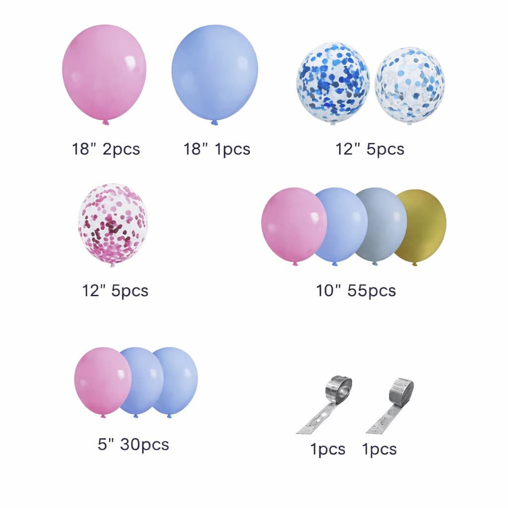 100-PCS Pink & Blue Confetti Celebration Balloon Kit For Birthday and Party Celebration DM-23076