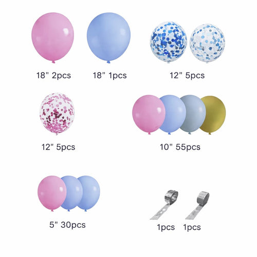 100-PCS Pink & Blue Confetti Celebration Balloon Kit For Birthday and Party Celebration DM-23076