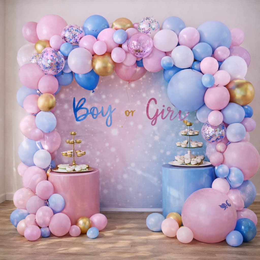 100-PCS Pink & Blue Confetti Celebration Balloon Kit For Birthday and Party Celebration DM-23076