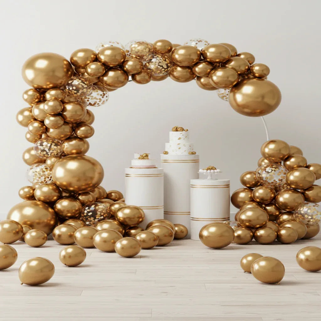 Premium Golden Theme Birthday Decoration Kit (100 Pcs) - Party Wala