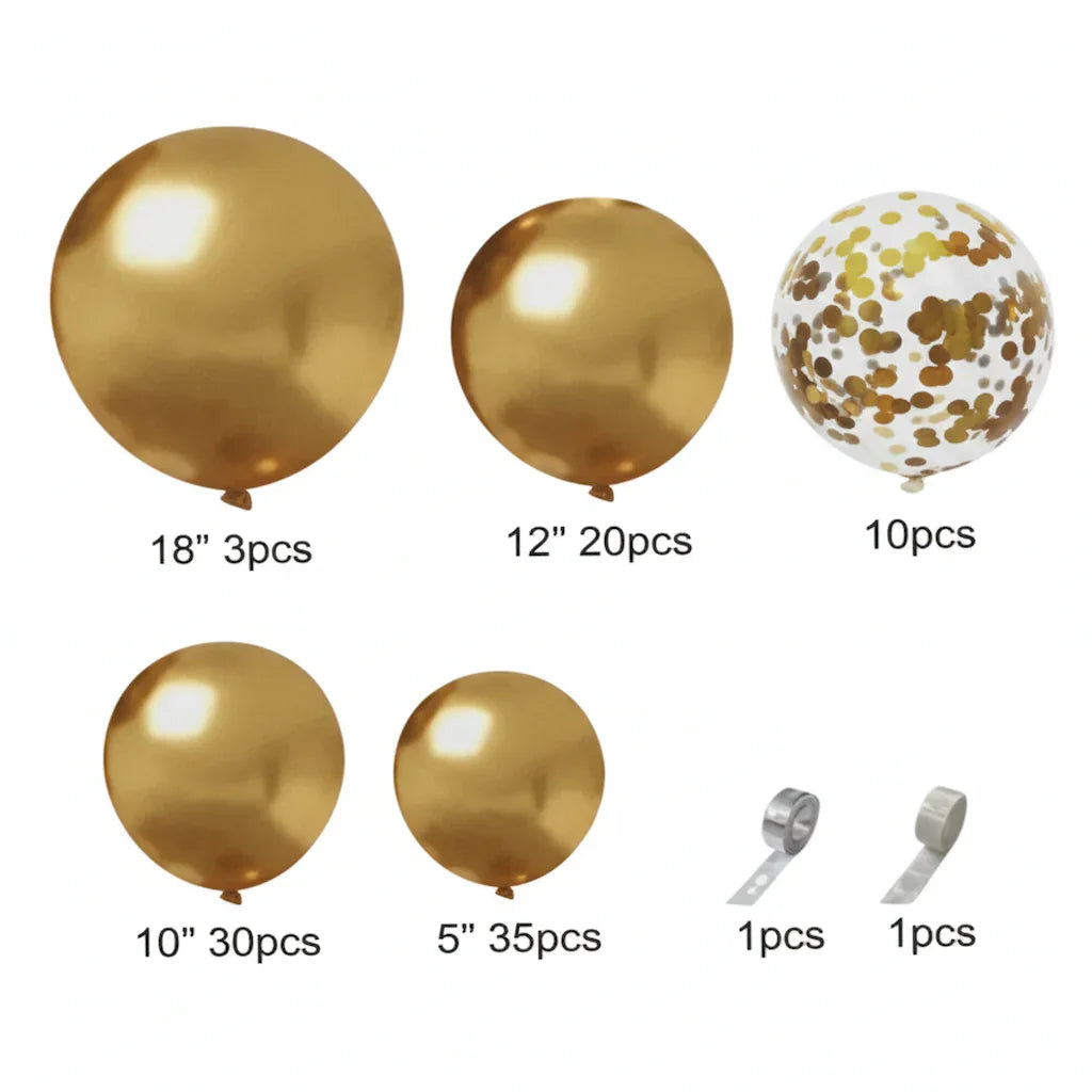 Premium Golden Theme Birthday Decoration Kit (100 Pcs) - Party Wala