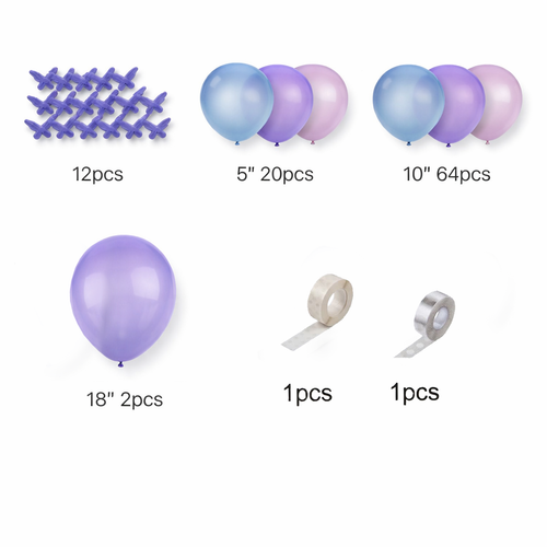 100-PCS Purple Butterfly & Ombre Balloon Garland Kit For Birthday And Party Celebration P-869