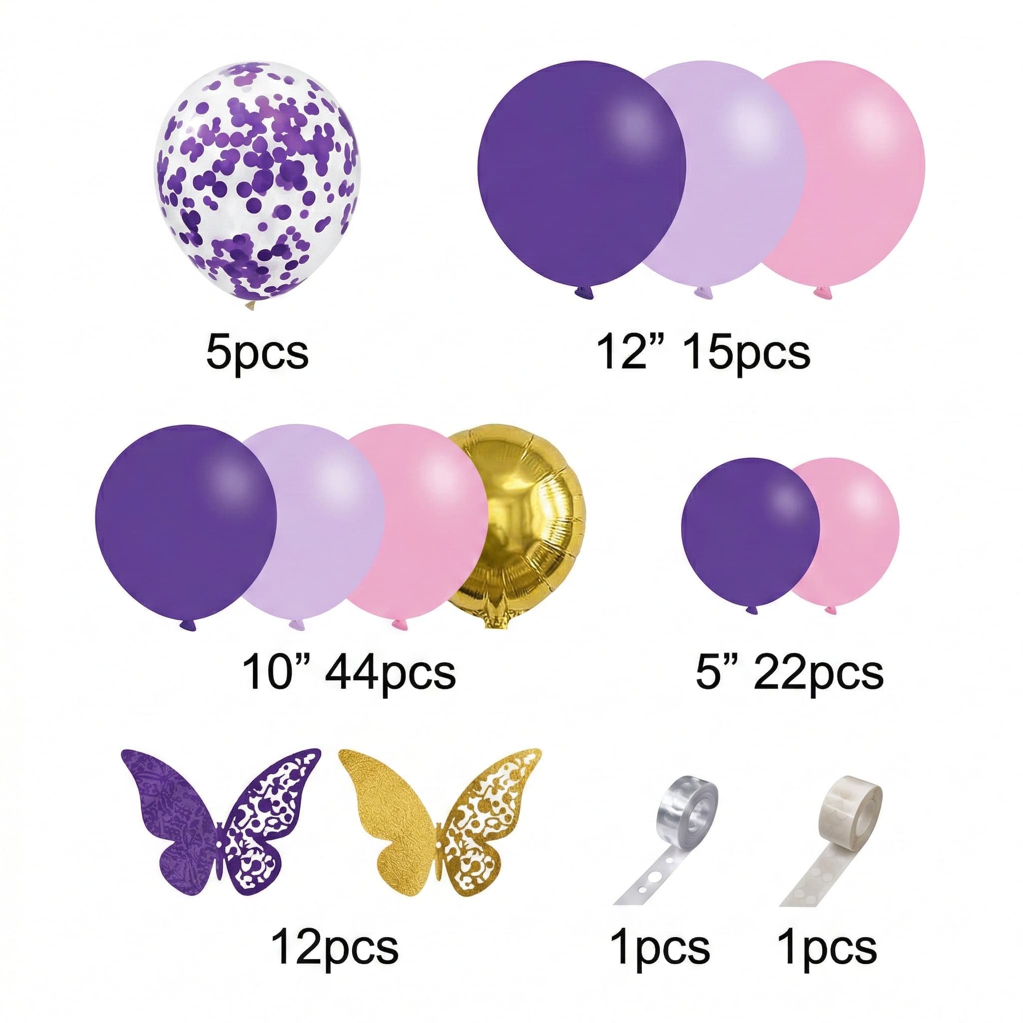 100-PCS Purple Pink Butterfly Balloon Garland Arch Kit For Party Celebration DM-23087