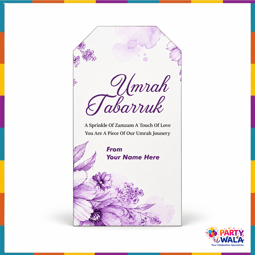 Purple Floral Watercolour Umrah Tabarruk Gift Set (Small Tin Box 125g)