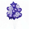 14pcs/Set Confetti Decorative Party Balloons Set (Star, Heart Shaped & Confetti Filled Latex Party Balloons Set) For Birthday and Event