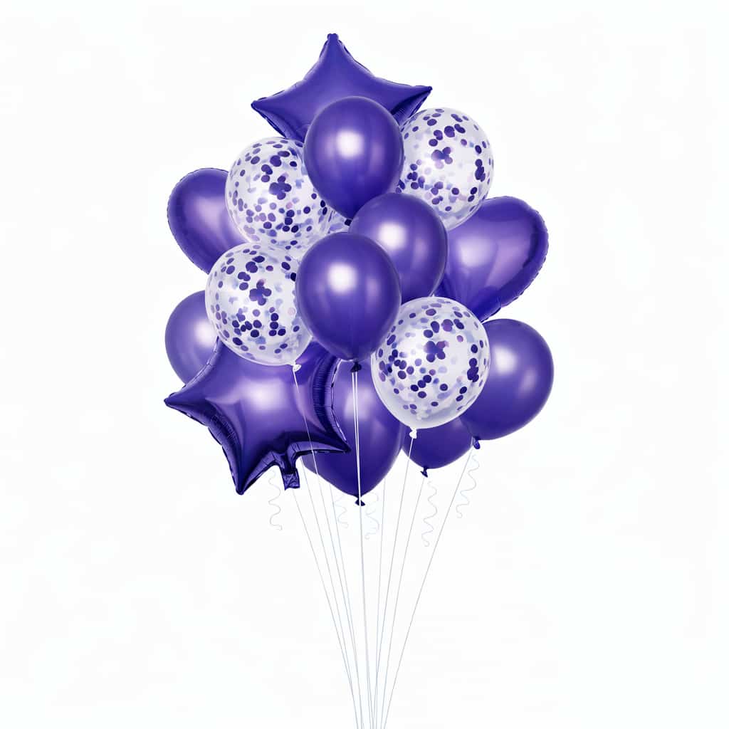 14pcs/Set Confetti Decorative Party Balloons Set (Star, Heart Shaped & Confetti Filled Latex Party Balloons Set) For Birthday and Event