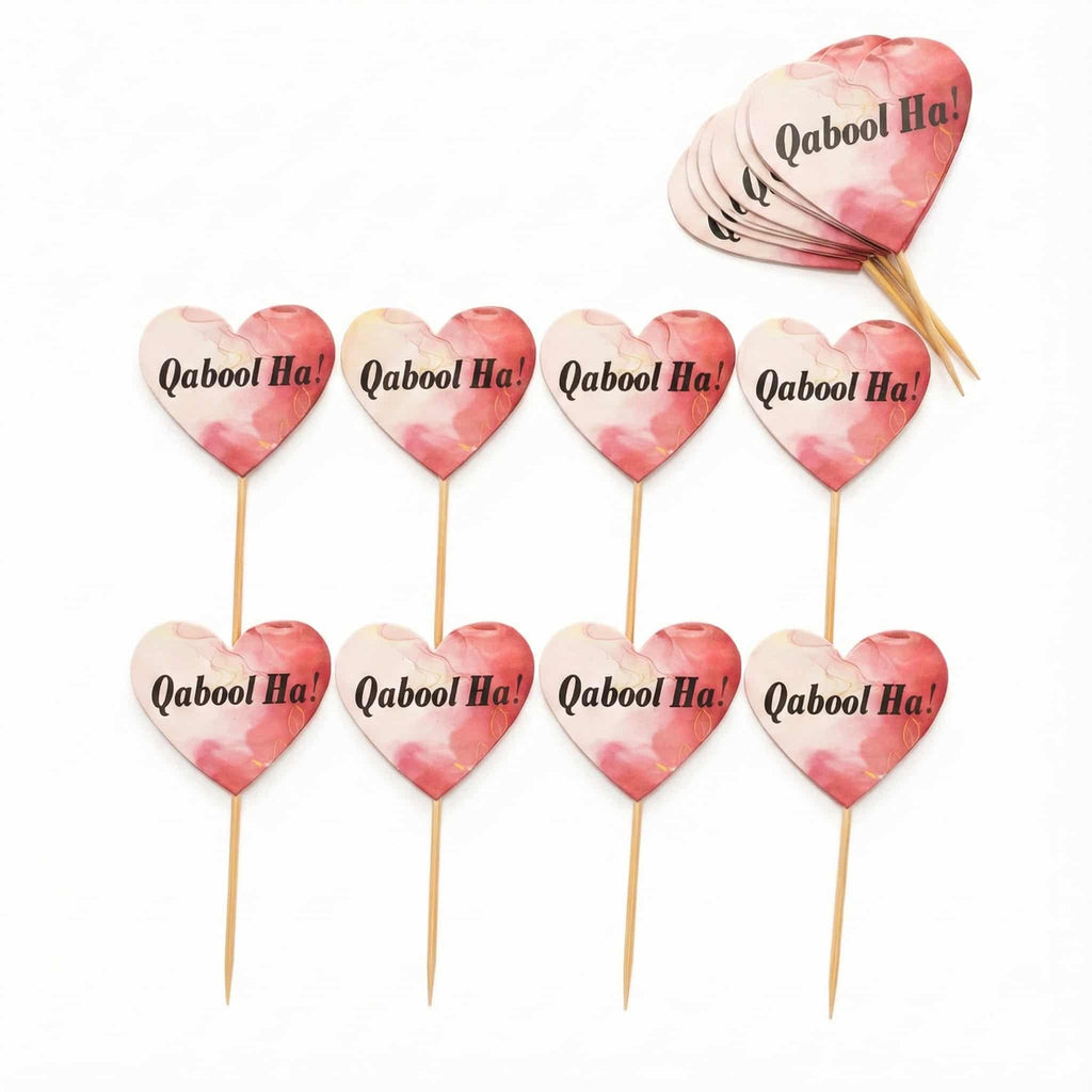 Qabool Hai Cup Cake Topper for Nikkah / Wedding Decoration (10 Pcs)