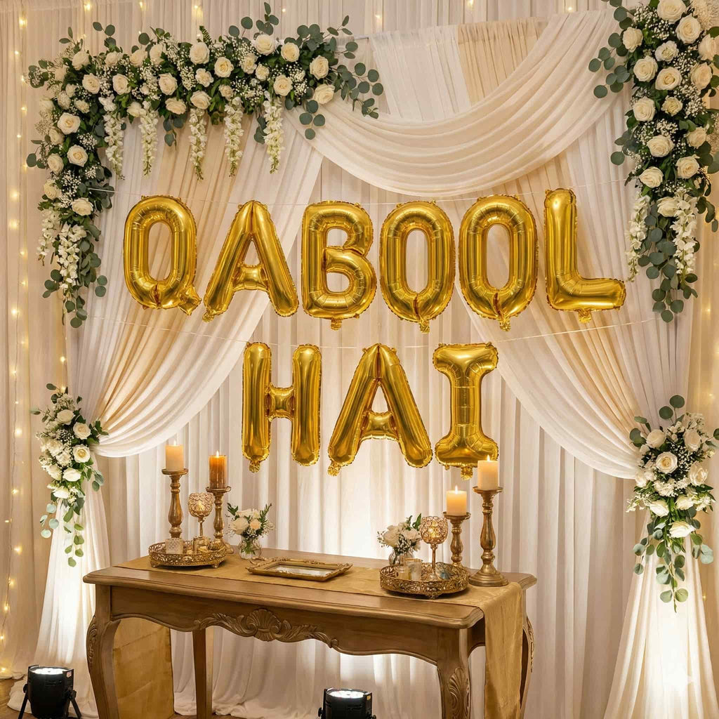 Qabool Hai Foil Balloon Set For Nikkah, Mehndi, Or Engagement Party Decor