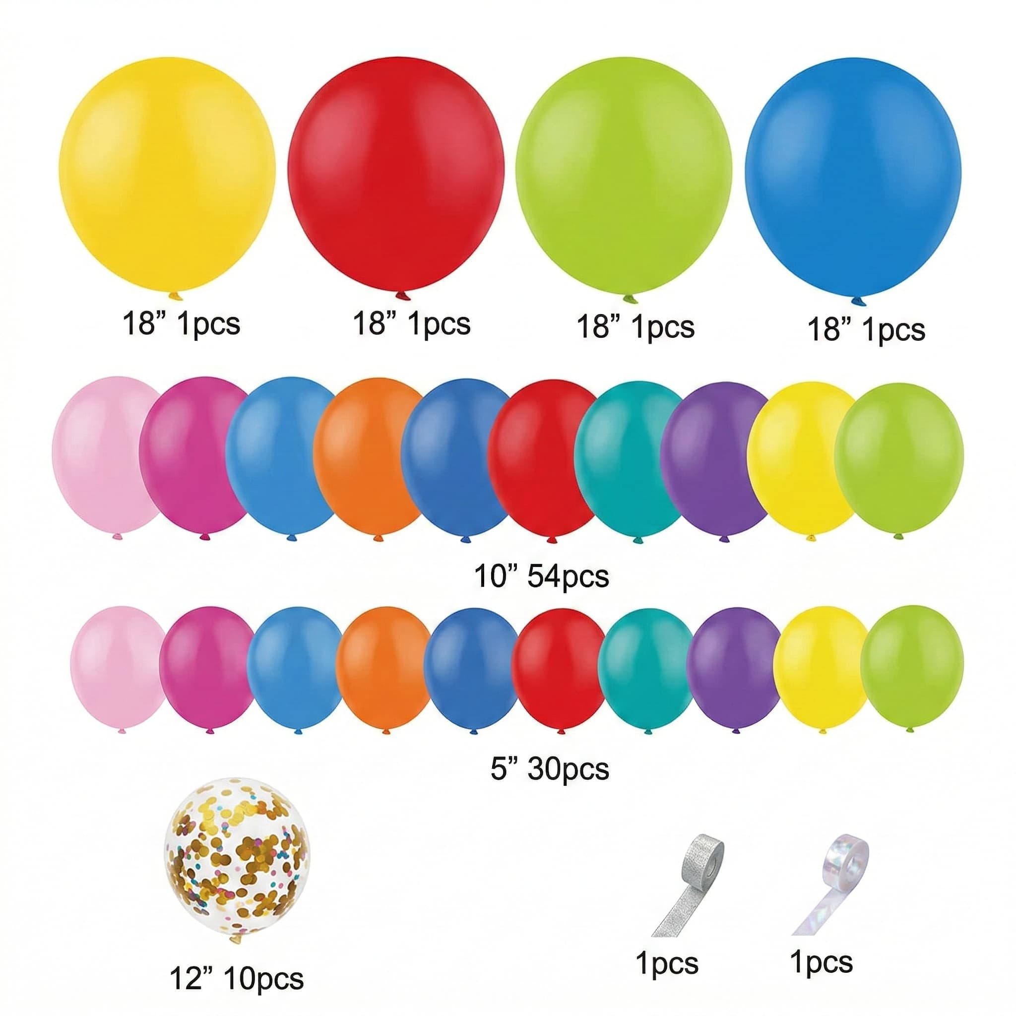 100-PCS Rainbow Carnival Celebration For Birthday And Party Celebrations