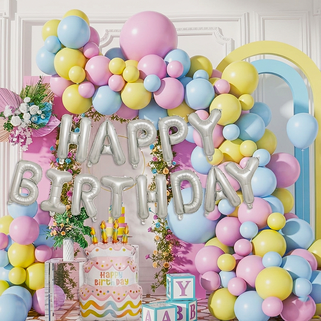 (66 PCS) Rainbow Macaron Balloon Garland Arch Kit For Birthday Parties Item:23510