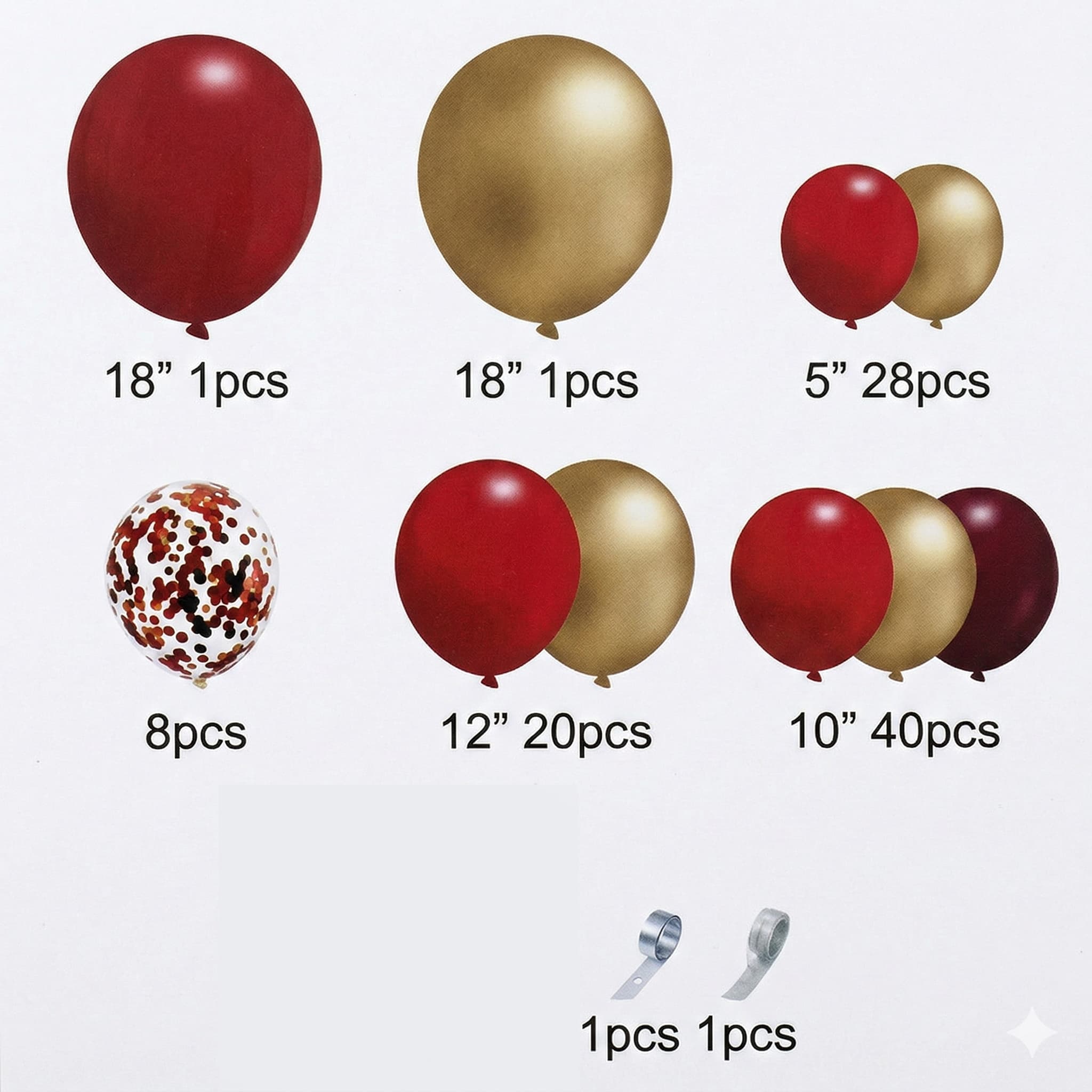 100-PCS Red and Gold Balloon Garland Arch Kit For Wedding And Anniversary