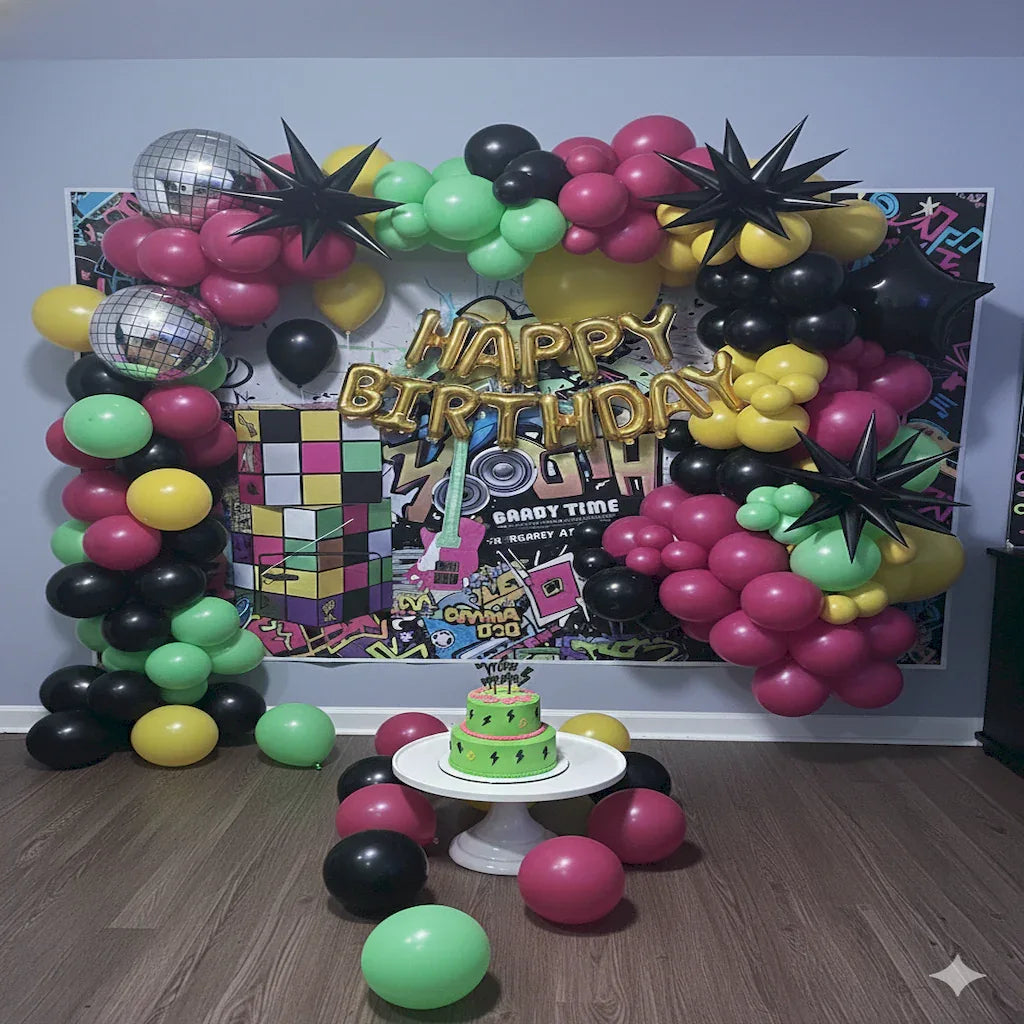 Retro Disco Theme Birthday Party Kit (58 Pcs) - Party Wala