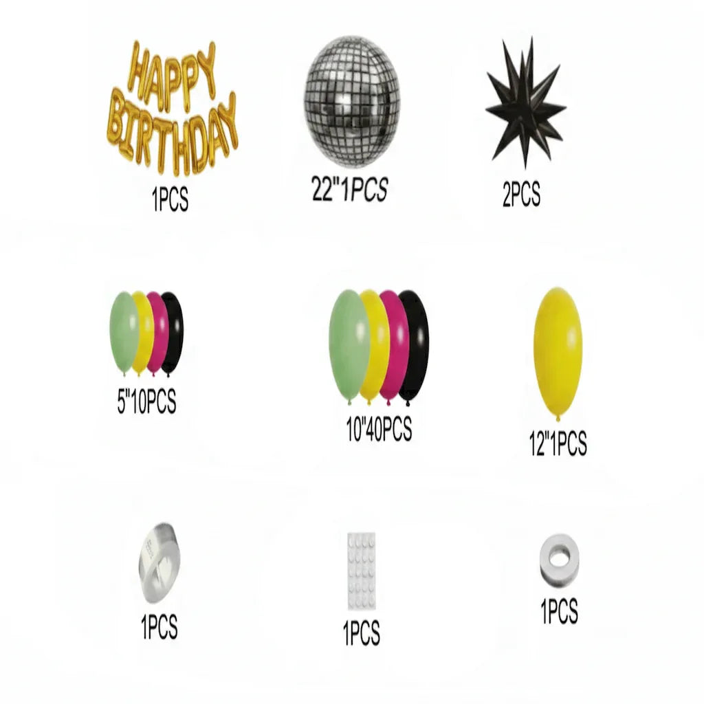 Retro Disco Theme Birthday Party Kit (58 Pcs) - Party Wala