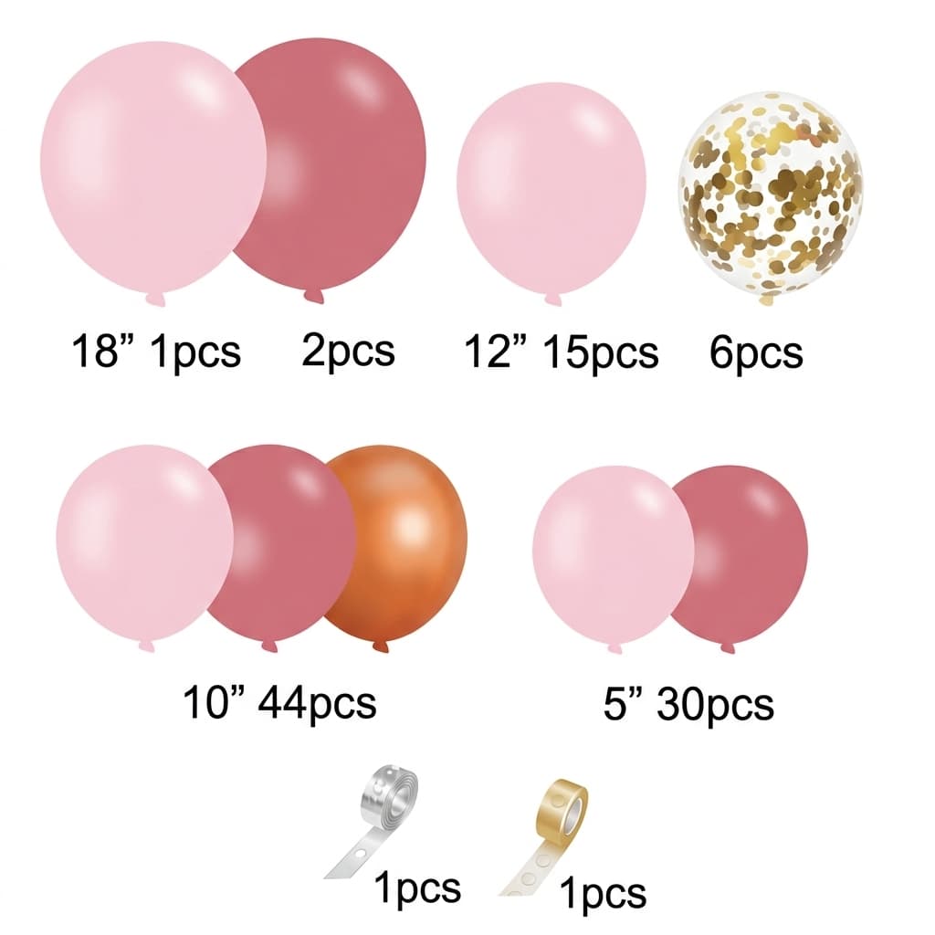 100 Pcs- Rose Gold And Pastel Pink Balloon Garland Arch Kit For Birthday, Party and Celebrations DM-23080