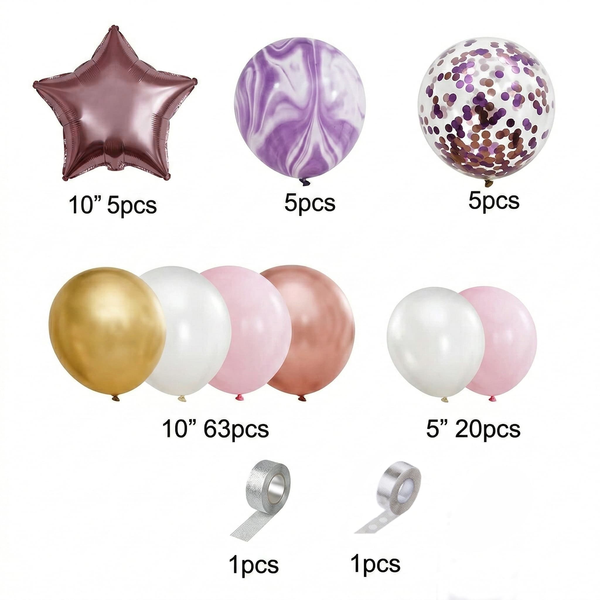 100-PCS Rose Gold & Purple Balloon Garland Kit For Birthday, Anniversary And Celebrations DM-23079