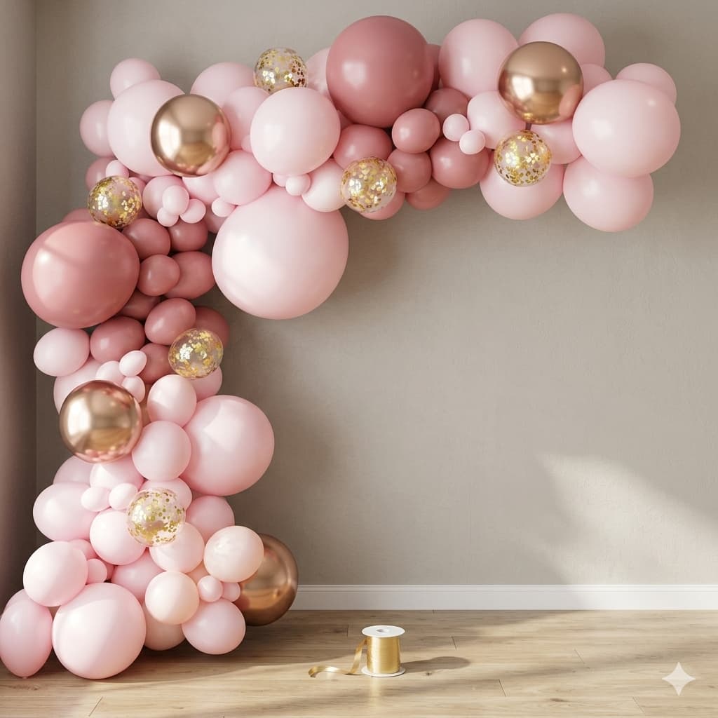 100 Pcs- Rose Gold And Pastel Pink Balloon Garland Arch Kit For Birthday, Party and Celebrations DM-23080