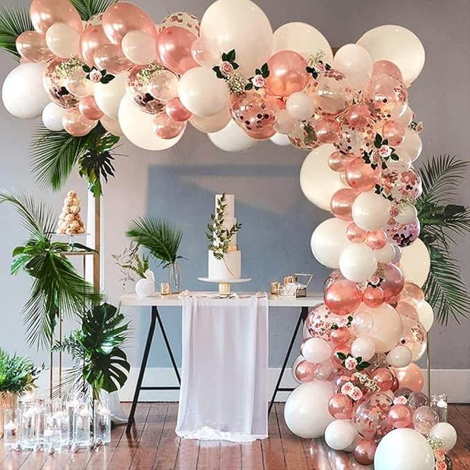 102-PCS Rose Gold Balloon Garland Arch Kit For weddings, baby showers, and birthdays