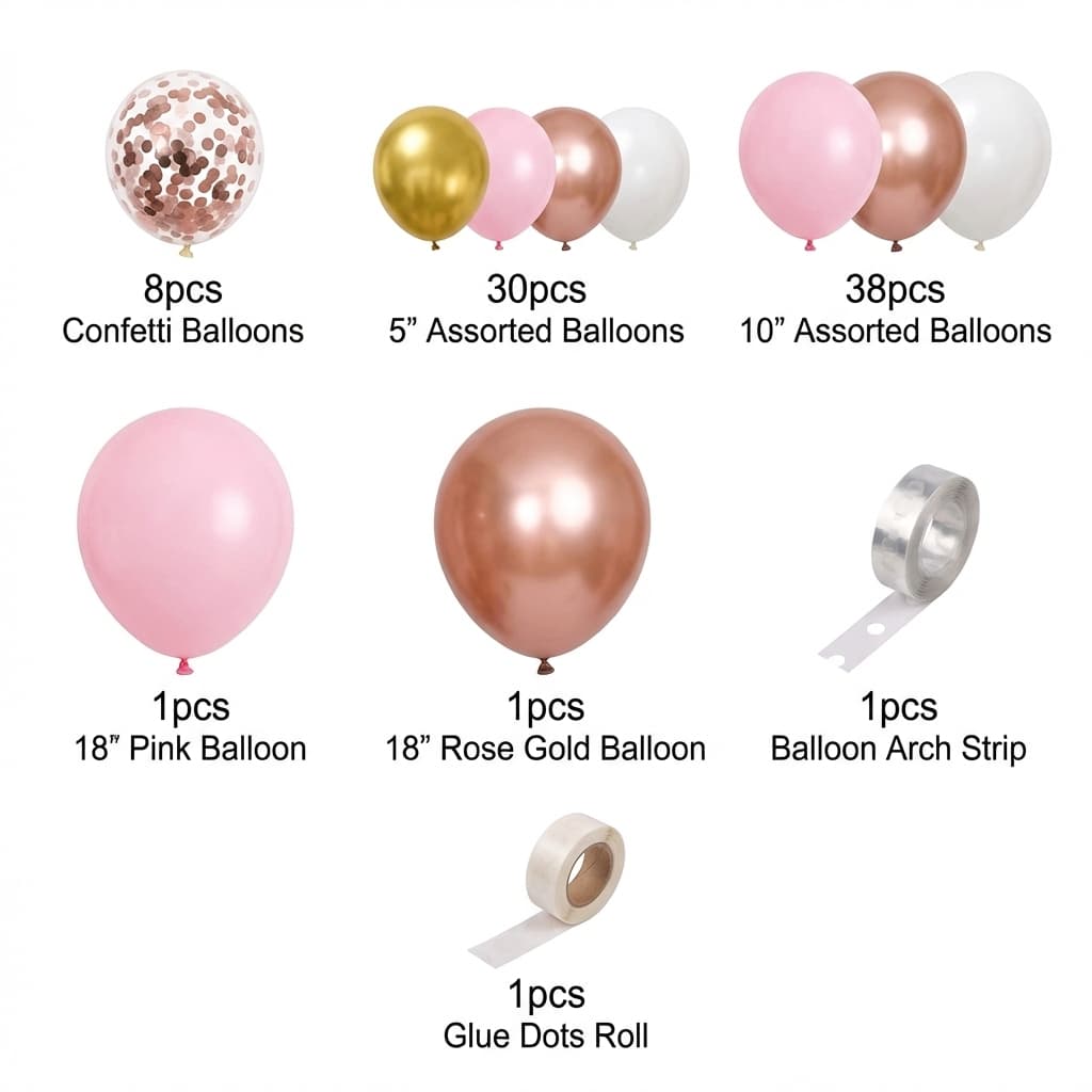 80-Pcs  Rose Gold and Pink Balloon Garland Arch Kit For birthday/Anniversary Celebration P-838
