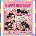 Pink & Black Happy Birthday Balloon Decoration Kit
