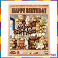 Brown and gold teddy bear happy birthday balloon kit