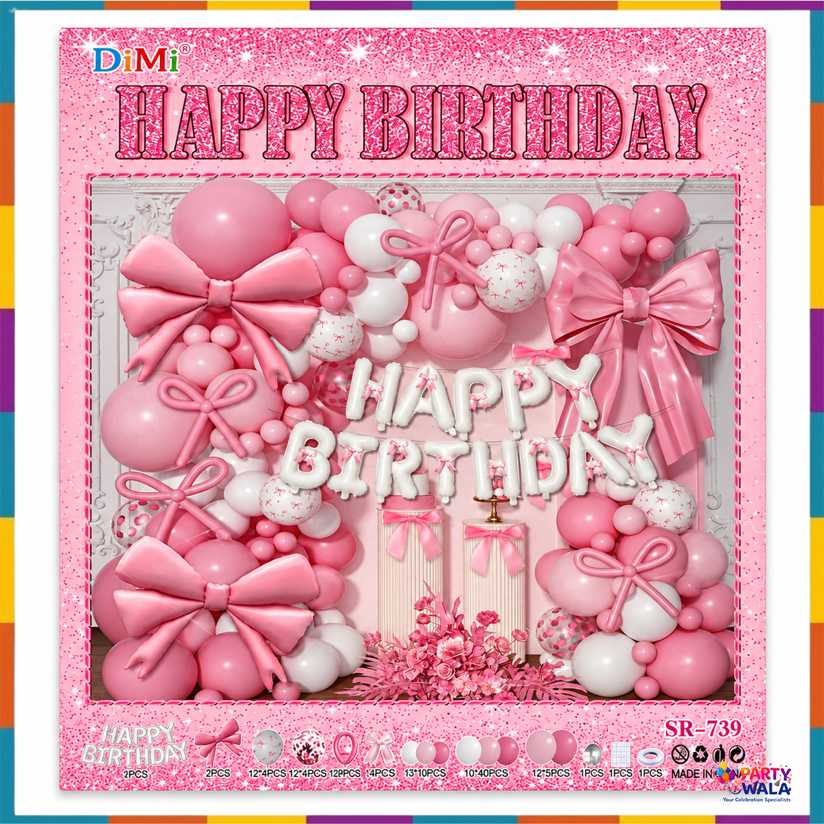 Pink Bow Happy Birthday Balloon Kit – hero product image