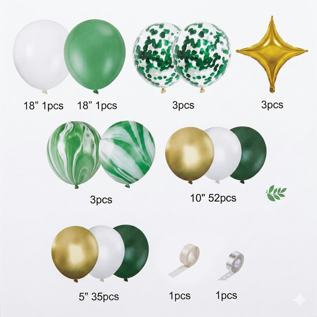 103-PCS Sage Green and Gold Balloon Garland Kit For birthday And Party Celebrations Item:DM-23168
