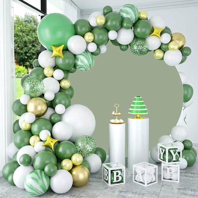 103-PCS Sage Green and Gold Balloon Garland Kit For birthday And Party Celebrations Item:DM-23168