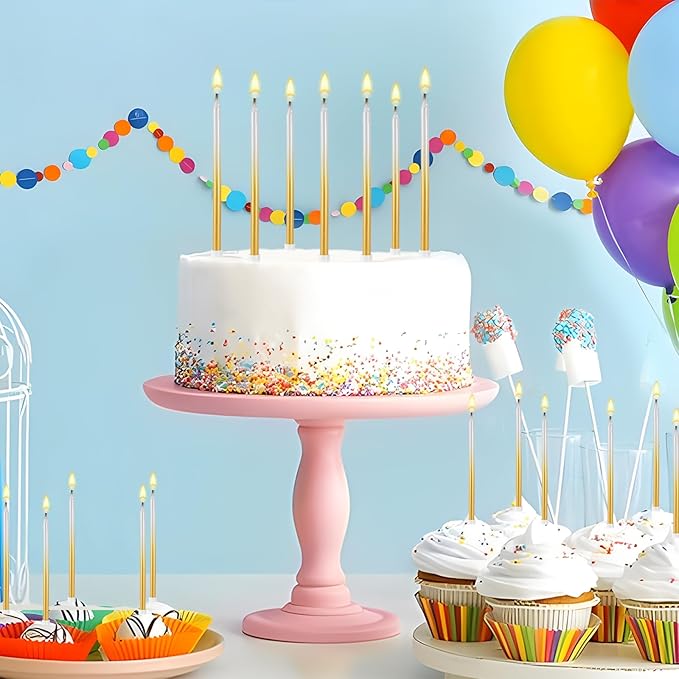 Silver Metallic Two-Tone Birthday Cake Candles (Pack of 6)