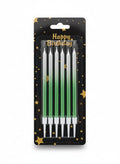 Silver Metallic Two-Tone Birthday Cake Candles (Pack of 6)