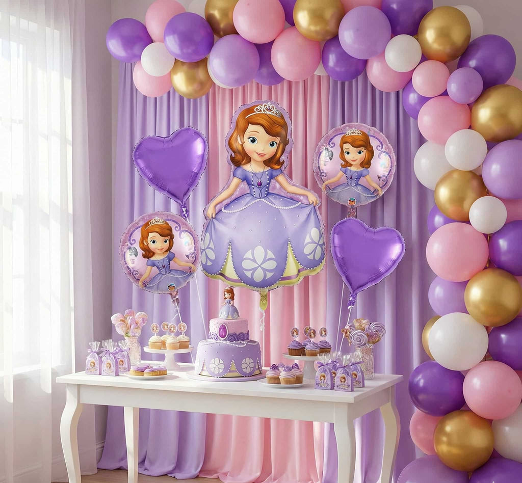 Sofia the First Cartoon Foil Balloon Set - 5 Pieces For Birthday Party