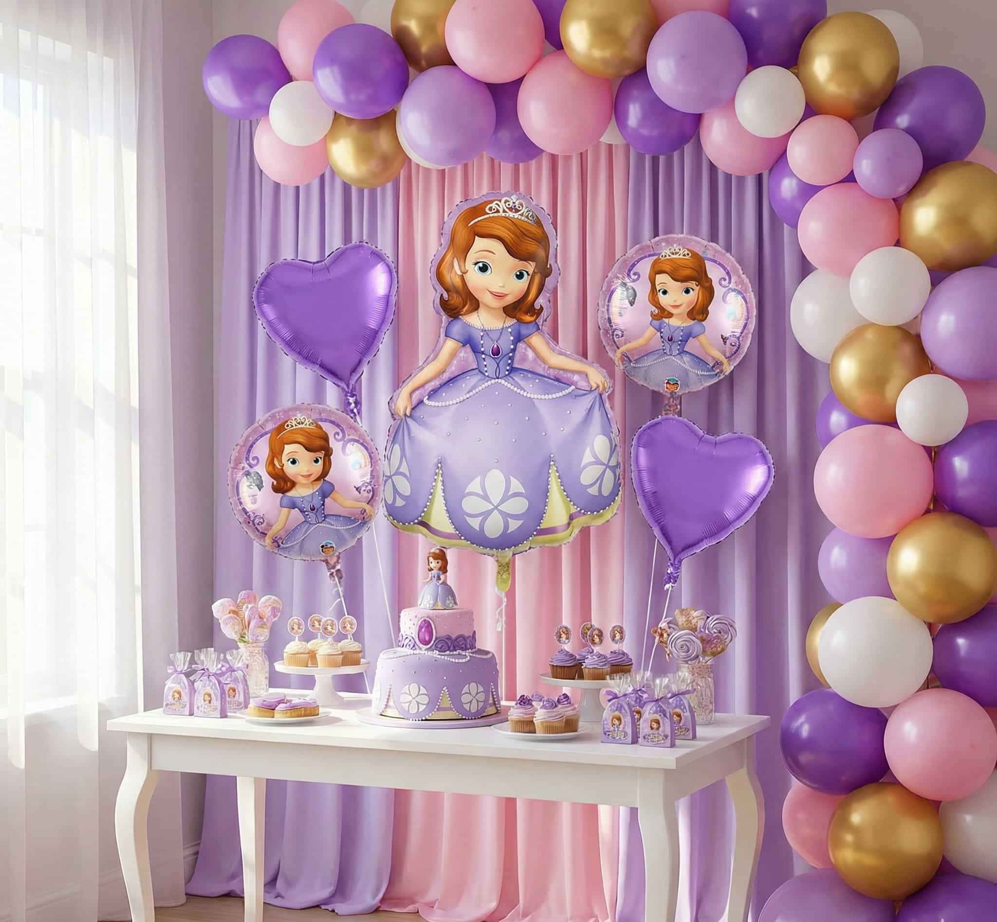 Sofia the First Cartoon Foil Balloon Set - 5 Pieces For Birthday Party