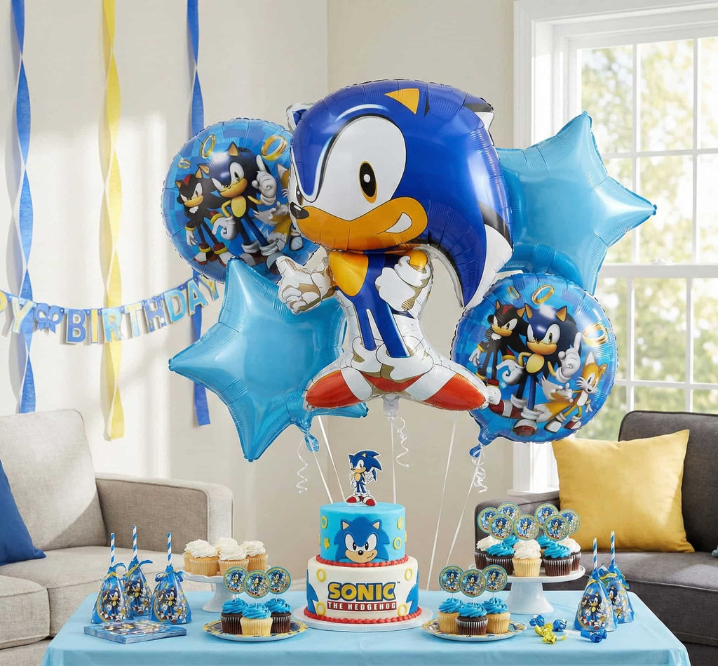 Sonic The Hedgehog Theme Foil Decoration Balloons Set (Pack of 5)