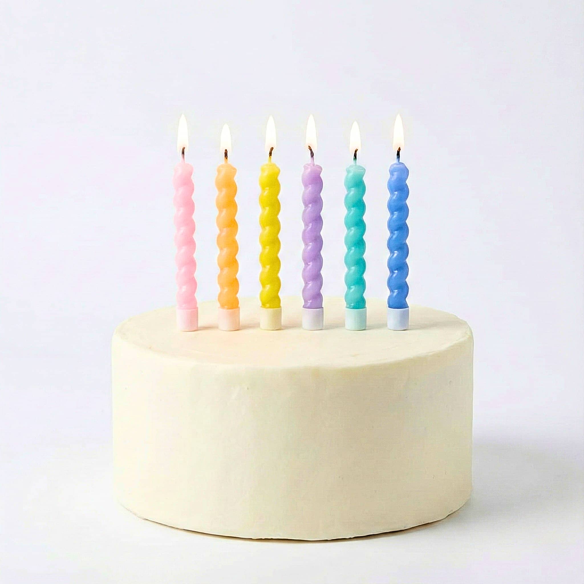 Vibrant Metallic Spiral Birthday Candles - Multi-Color Assortment ( Pack of 6 )