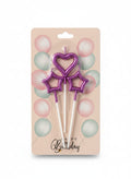 3pcs Star Heart shaped candles for birthday Cake, Birthday Cake topper