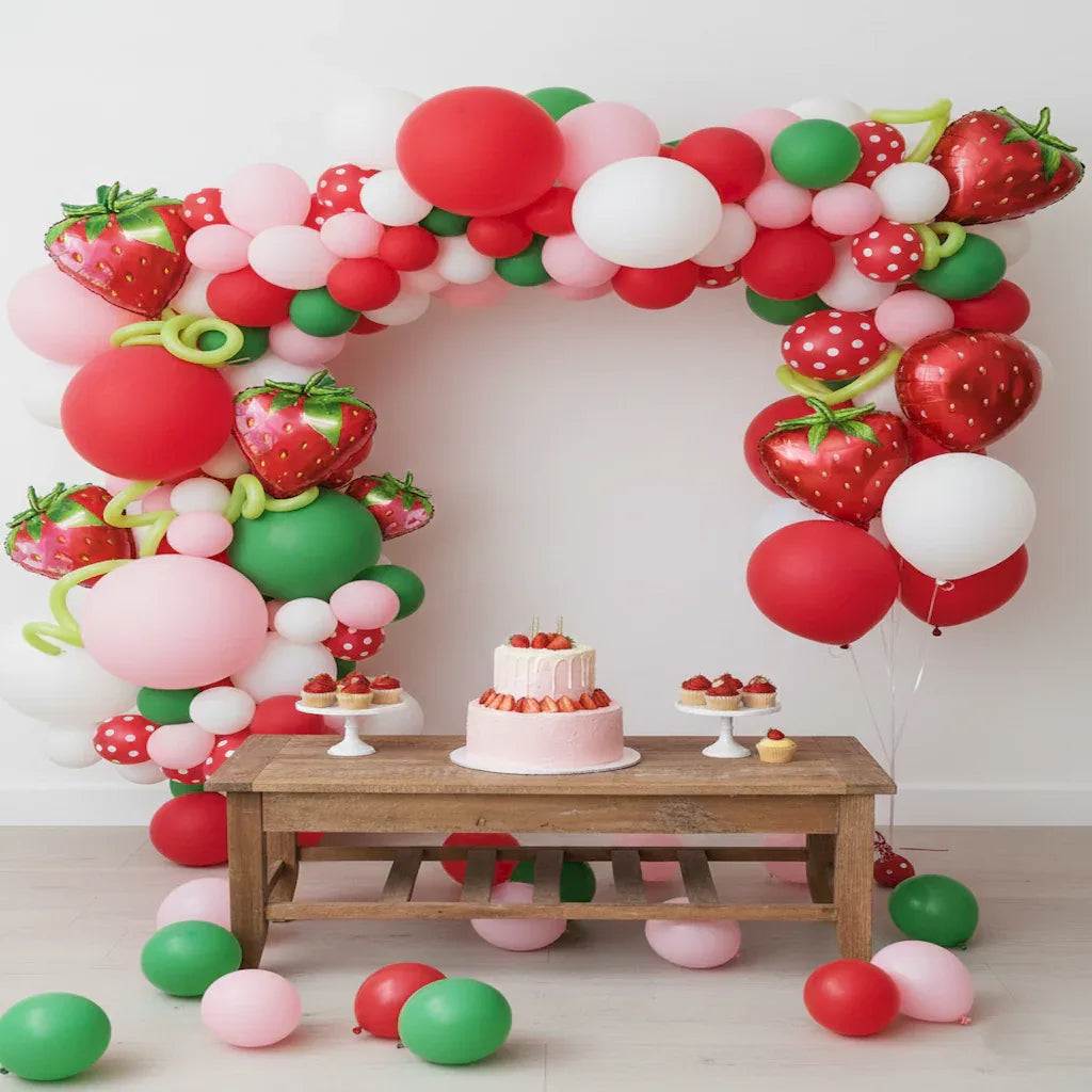 Strawberry Theme Birthday Party Set (100 Pcs) - Party Wala