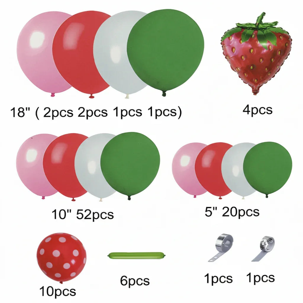 Strawberry Theme Birthday Party Set (100 Pcs) - Party Wala
