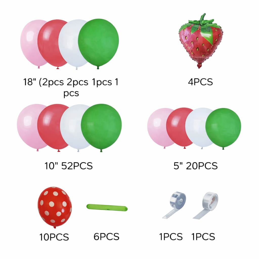 110-PCS Strawberry Shortcake Birthday Balloon Arch Kit DM-23073