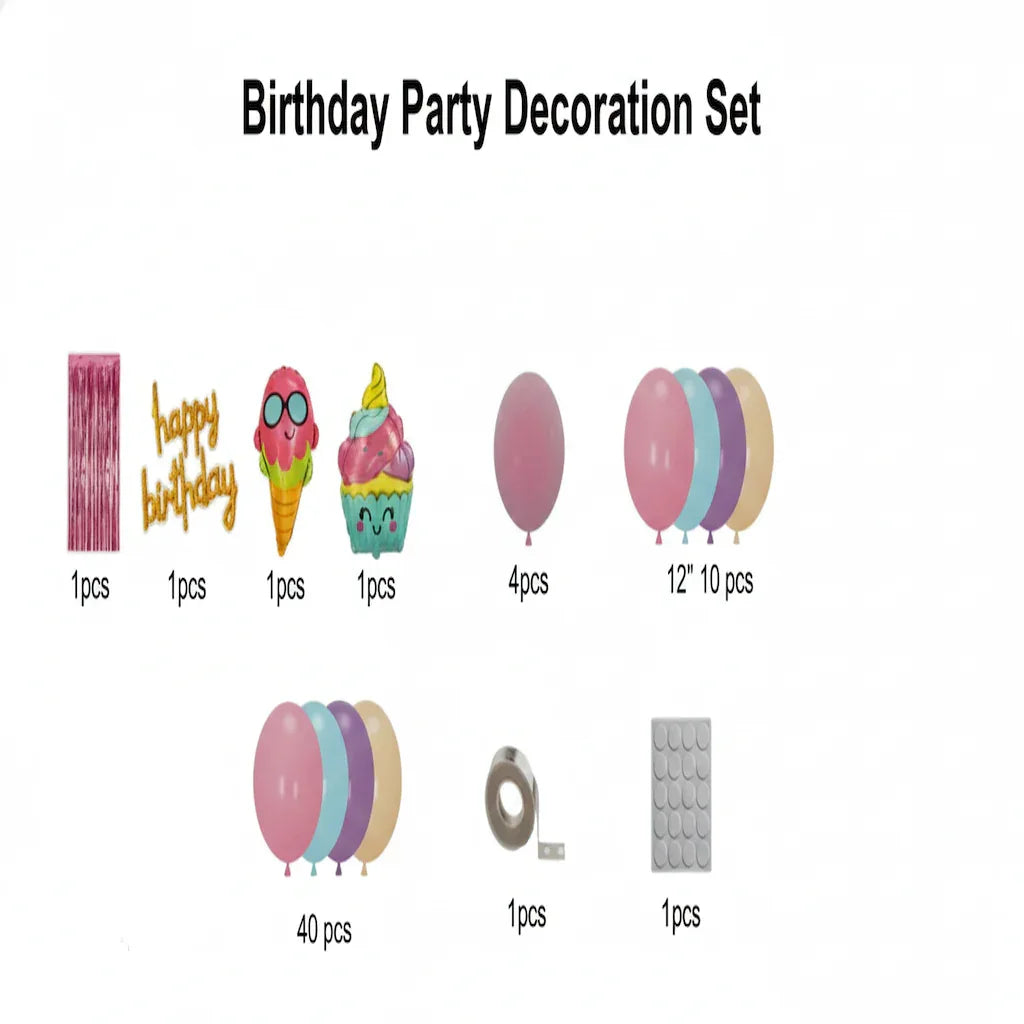Sweet Ice Cream Cupcake Birthday Party Theme Kit (60 Pcs) - Party Wala