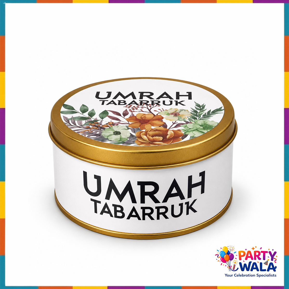 Elegant Floral Gift Set (with Tin Box 250g) - Umrah Tabarruk Packaging