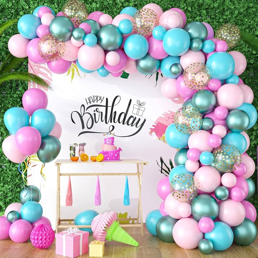 80-PCS Tropical/Hawaiian-Themed Featuring A Lush Balloon Arch Kit For Birthday And Party Celebration P-935