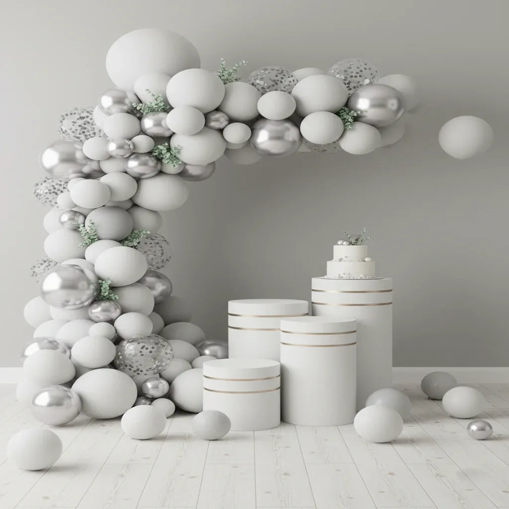 Ultimate Silver Birthday Party Decoration Theme Bundle (100 Pcs) - Party Wala