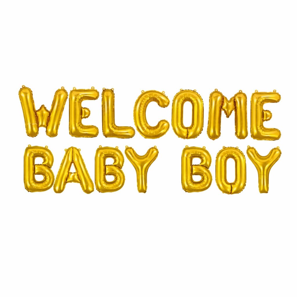 WELCOME BABY BOY  Blue Foil Letter Balloons For Baby Showers, Gender Reveal Events