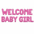 WELCOME BABY GIRL  Blue Foil Letter Balloons For Baby Showers, Gender Reveal Events