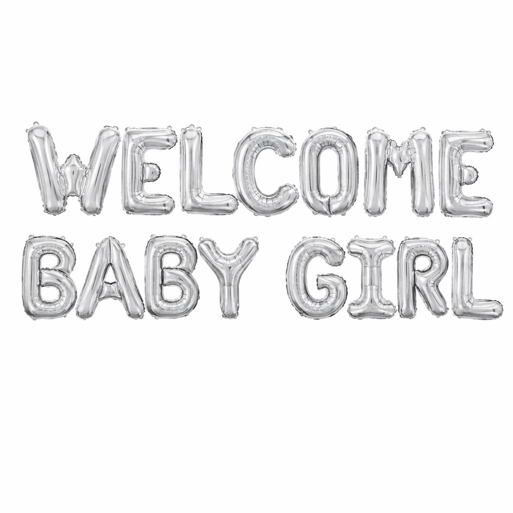 WELCOME BABY GIRL  Blue Foil Letter Balloons For Baby Showers, Gender Reveal Events