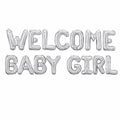 WELCOME BABY GIRL  Blue Foil Letter Balloons For Baby Showers, Gender Reveal Events
