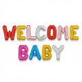 Welcome Baby Letter Foil Balloon With Printed Mini Hearts Banner for Baby Shower, Gender Reveal Event & Decoration